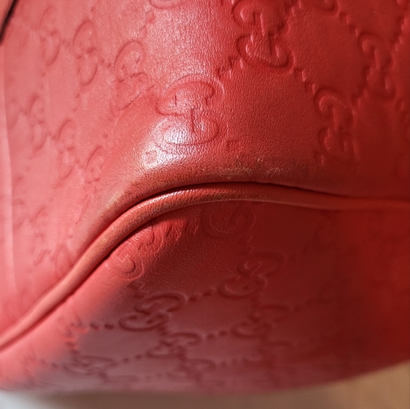 GUCCI RED GUCCISSIMA LEATHER JOY BOSTON HANDBAG - Picture 6 of 11